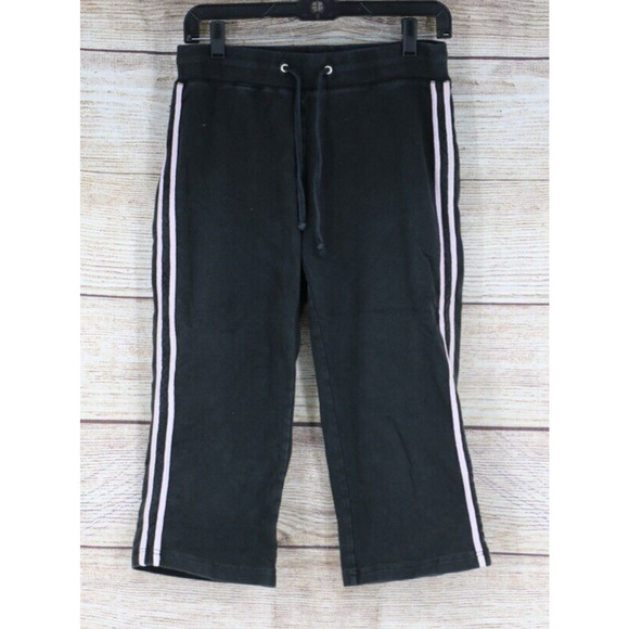 VINTAGE NYL Stretch Womens Size Small Pull On Cropped Sweatpants Black - Picture 1 of 6